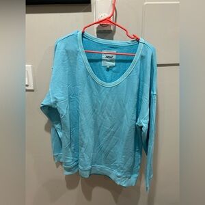 Aerie Oversized Sweatshirt Top Bright Blue 100% Cotton Pullover Women's Small